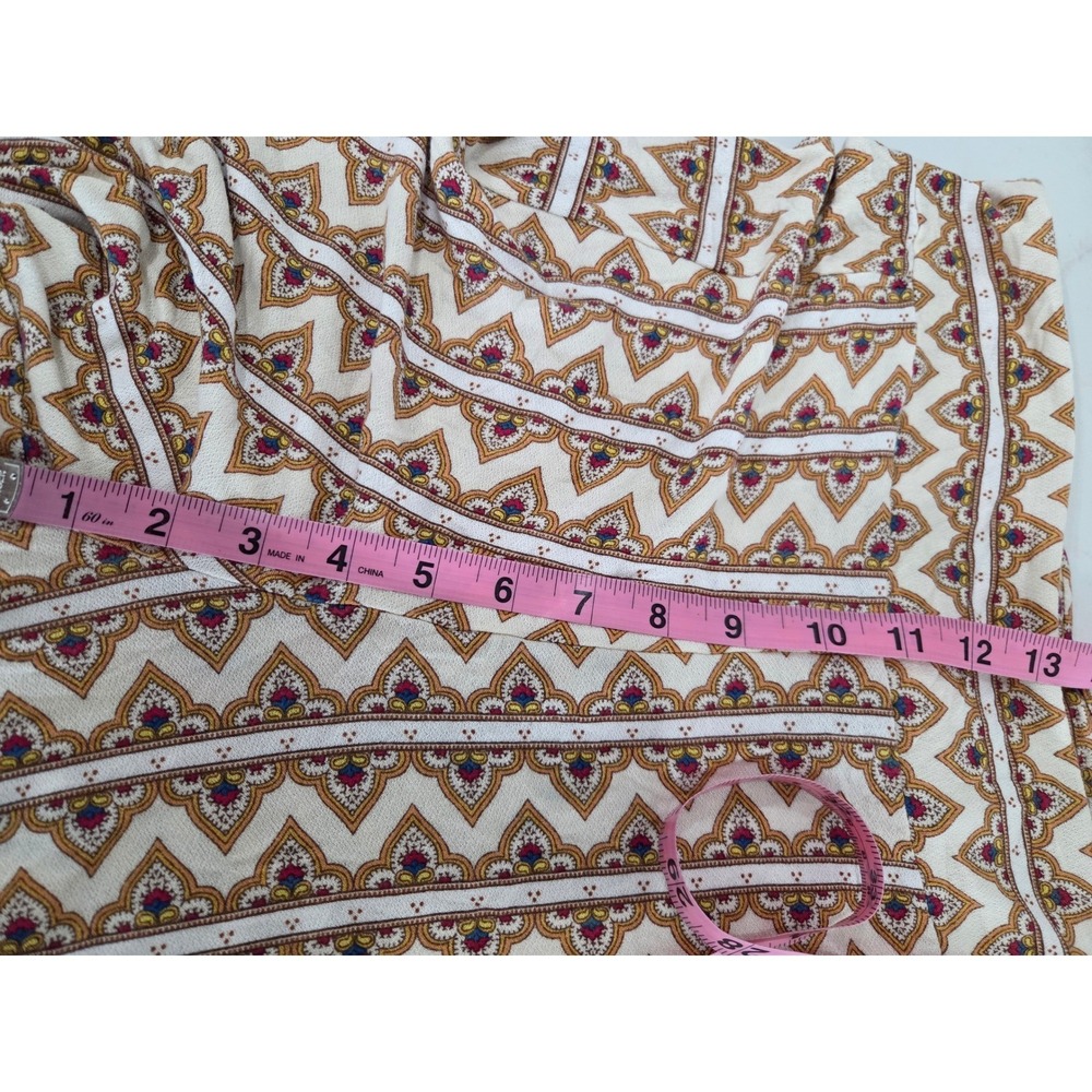 Farm Rio Anthropologie Wide Leg Pants Size M Tan Geometric Knit Pull On Boho - Picture 10 of 14